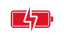 Red battery icon with a white lightning bolt symbol for fast charging and energy.