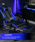 Apex PC Gaming Chair with Massage Function and Footrest, Blue