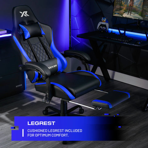 Apex PC Gaming Chair with Massage Function and Footrest, Blue