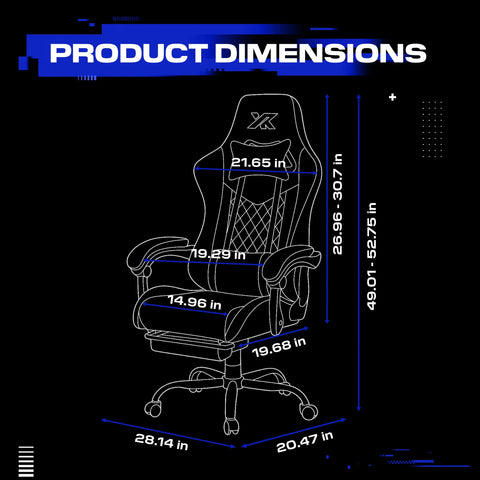 Apex PC Gaming Chair with Massage Function and Footrest, Blue