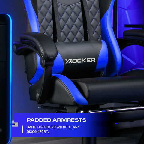 Apex PC Gaming Chair with Massage Function and Footrest, Blue