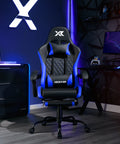 Apex PC Gaming Chair with Massage Function and Footrest, Blue