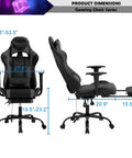 Gaming Chair Racing Office Chair Ergonomic Desk Chair Massage PU Leather Recliner PC Computer Chair with Lumbar Support Headrest Armrest Footrest Rolling Swivel Task Chair for Adults, Grey