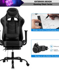 Gaming Chair Racing Office Chair Ergonomic Desk Chair Massage PU Leather Recliner PC Computer Chair with Lumbar Support Headrest Armrest Footrest Rolling Swivel Task Chair for Adults, Grey