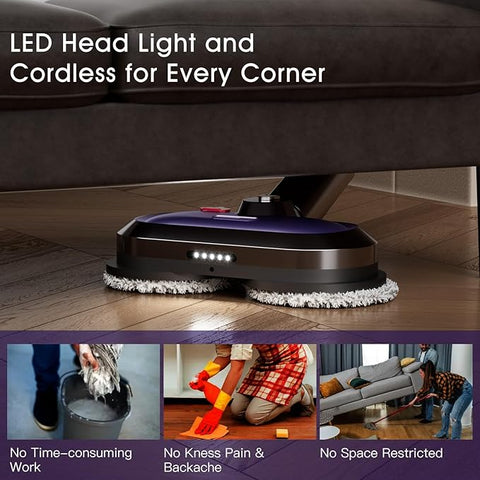 Cordless Electric Spin Mop, Effortless Floor Cleaning for Back Pain Relief, Deep Clean Tile & Grout Without Scrubbing