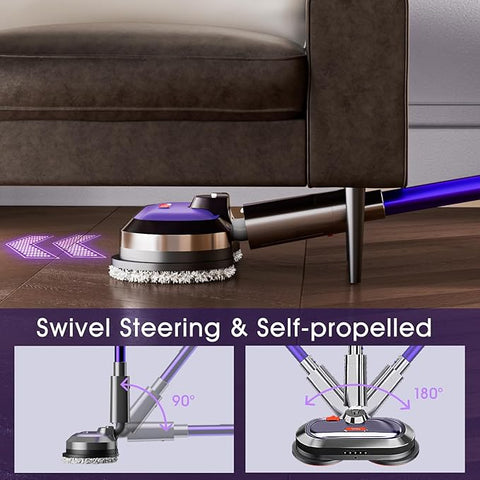 Cordless Electric Spin Mop, Effortless Floor Cleaning for Back Pain Relief, Deep Clean Tile & Grout Without Scrubbing
