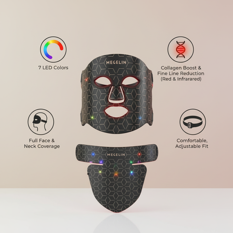 7-Color LED Light Therapy Face Mask, Reduce Wrinkles & Acne Scars, Full Face & Neck Skin Rejuvenation Treatment