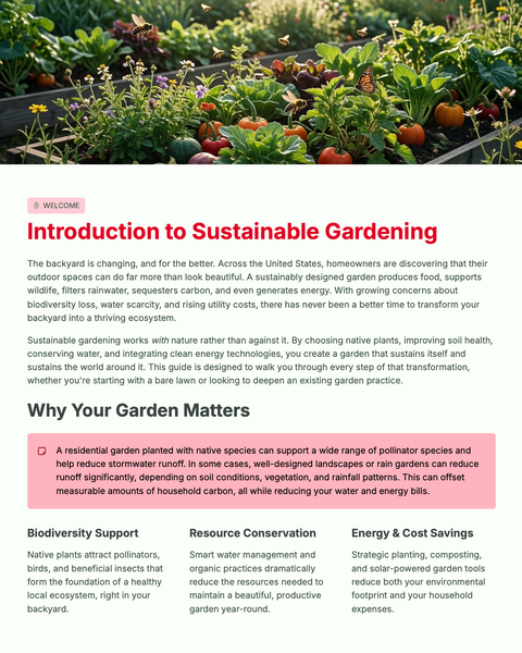 Eco-Friendly Garden Planner: Designing a Sustainable  Backyard Ecosystem