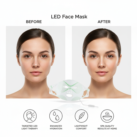 Anti-Aging LED Face Mask, Boost Collagen & Hydration, Professional Light Therapy Device for Skin Tightening