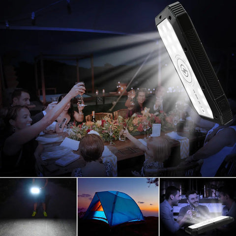 10,000mAh Portable Solar Charger, Emergency LED Flood Light for Blackouts, Compact Wireless Power Bank for Night Camping