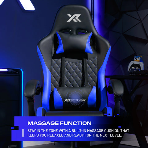 Apex PC Gaming Chair with Massage Function and Footrest, Blue