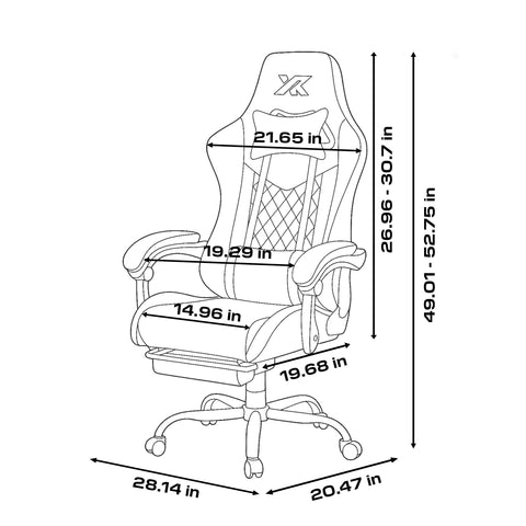 Apex PC Gaming Chair with Massage Function and Footrest, Blue