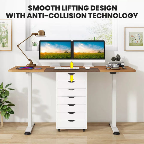 Costway Electric Height Adjustable Standing Desk, Sit to Stand Computer Workstation Home Office Desk